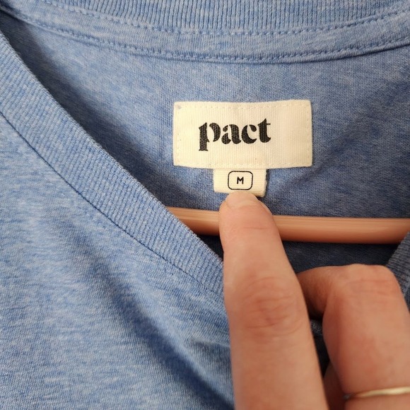 PACT Organic Cotton Blue T Shirt Pocket Dress clean girl capsule wardrobe M - Picture 6 of 7